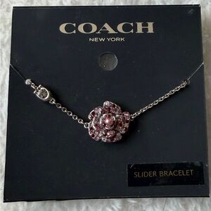 Coach Rose-Toned Floral Slider Bracelet